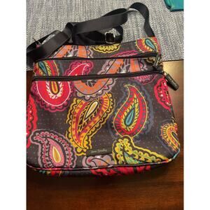 Vera Bradley Twilight Paisley Crossbody triple zipper lighten up 12x12
